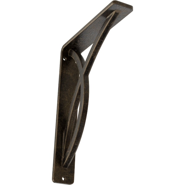 Ekena Millwork Miller Wrought Iron Bracket, (Single center brace), Antiqued Pale Gold 1 1/2"W x 5 1/2"D x 8"H BKTM01X05X08SMIAPG - main